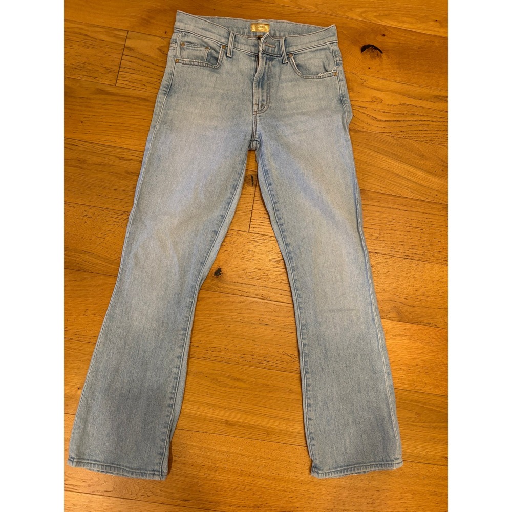Mother The Insider Ankle Jeans Zapped Light Wash High Rise Flare Size 25